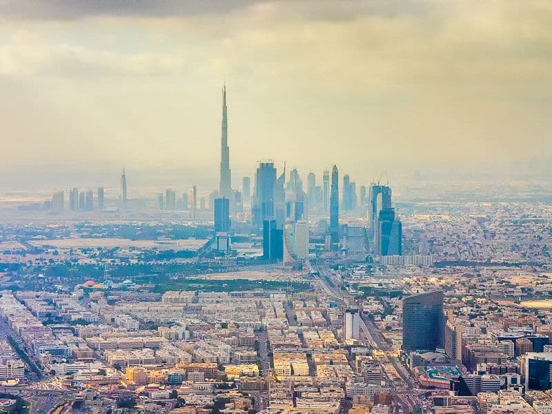 Aerial view of the Dubai skyline
